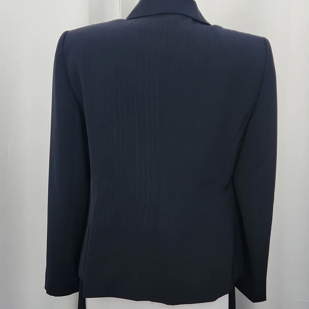 Kasper Petite 10P Navy Pinstripe Pant Suit Blazer & Trousers Career Professional - Picture 6 of 11